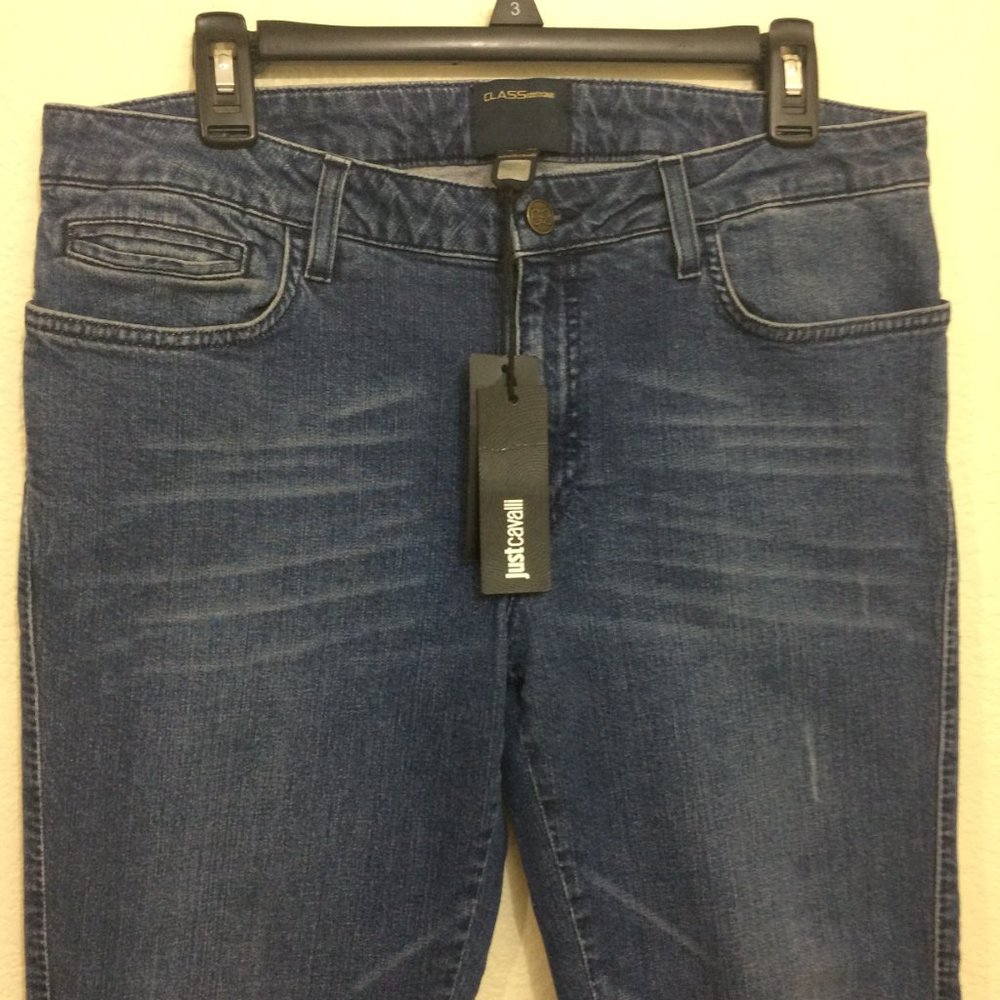 Just Cavalli Mens Slim Fit Medium Wash Jeans Logo - Picture 4 of 11